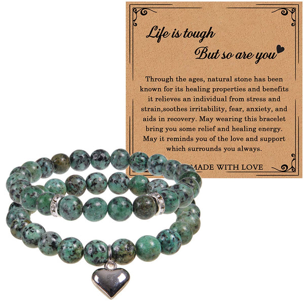 Heart-shaped Purple Agate Bracelet