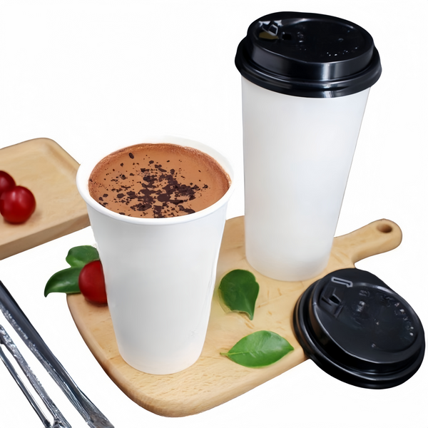 Disposable thick paper cup with lid