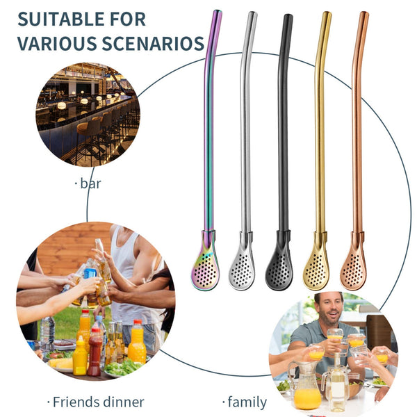 Removable Filter Straw Spoon Stirring Spoon