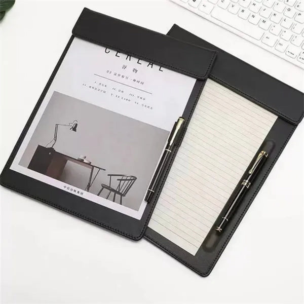 A4 Leather Folder With Magnetic Page Holder And Pen Slot