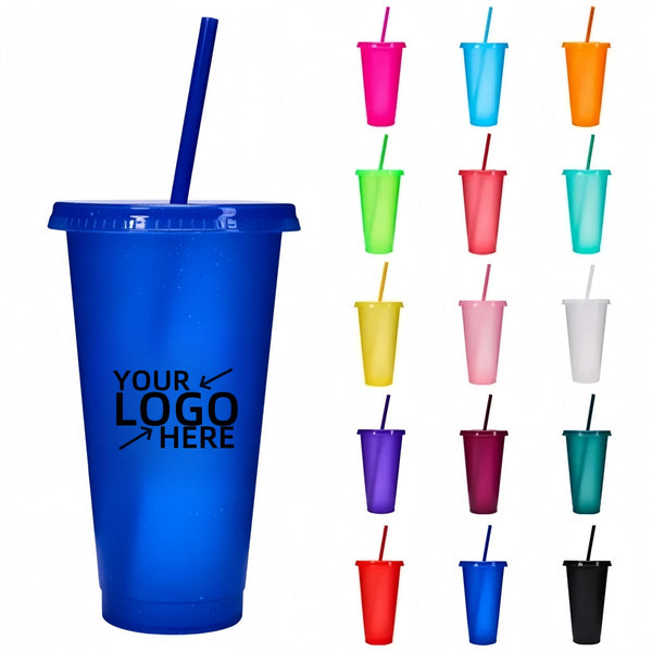 16 Oz Double Wall Plastic Straw Cup With Lid