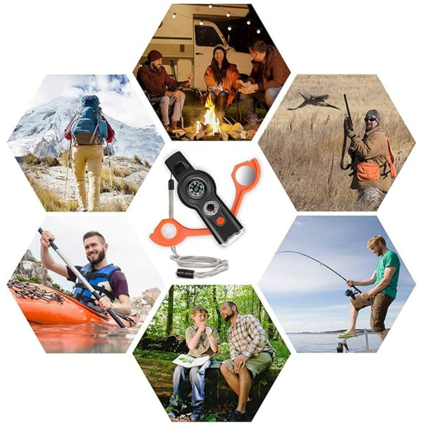 7 In 1 Multi-Function Whistle With Lanyard