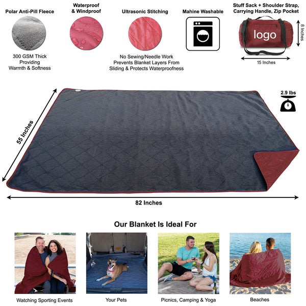Outdoor Polar Fleece Polyester Camping Blanket