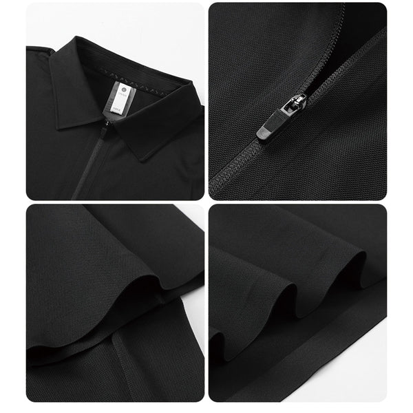 Ice Silk Half Zip Polo Shirt