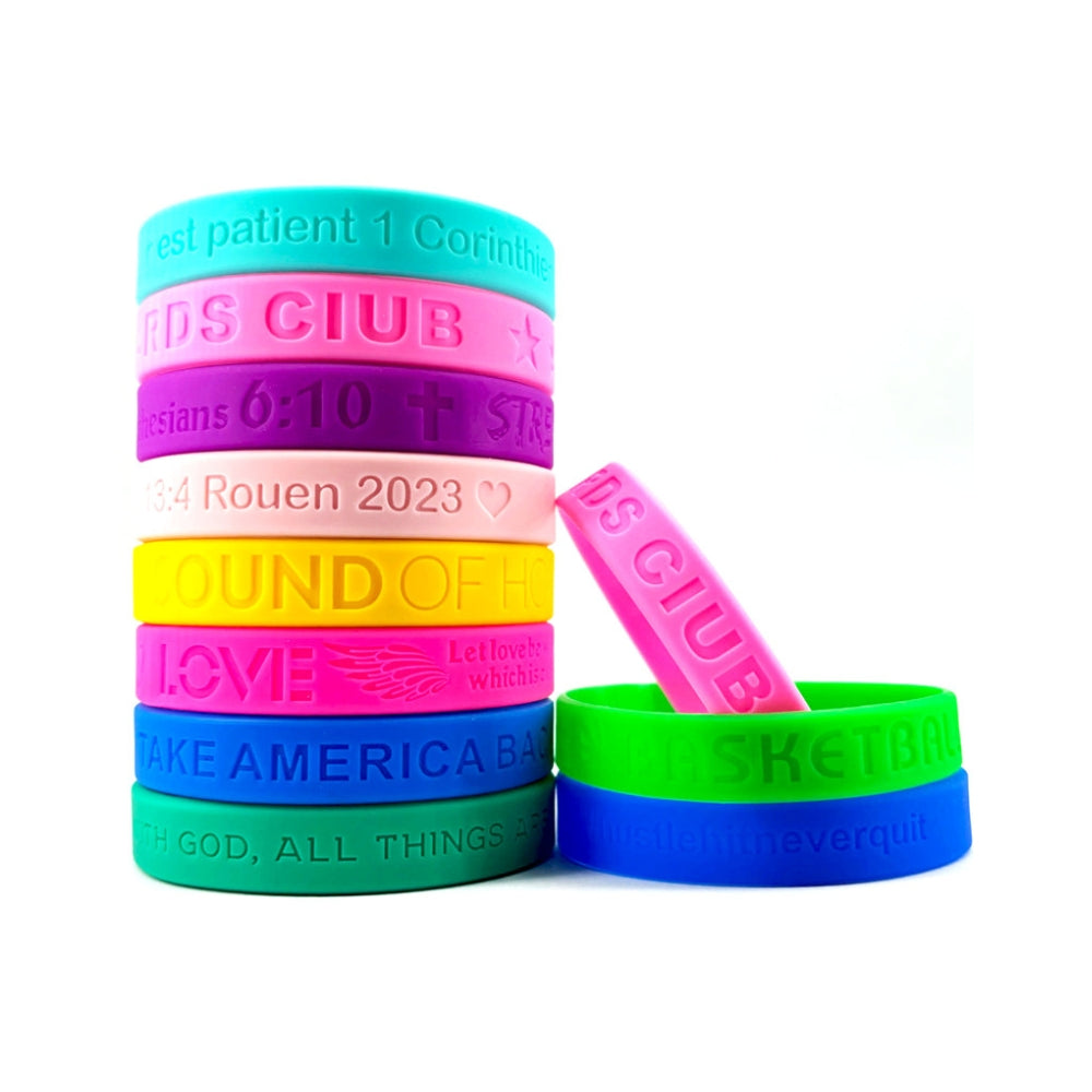 1/2" Debossed Silicone Custom Printed Wristbands