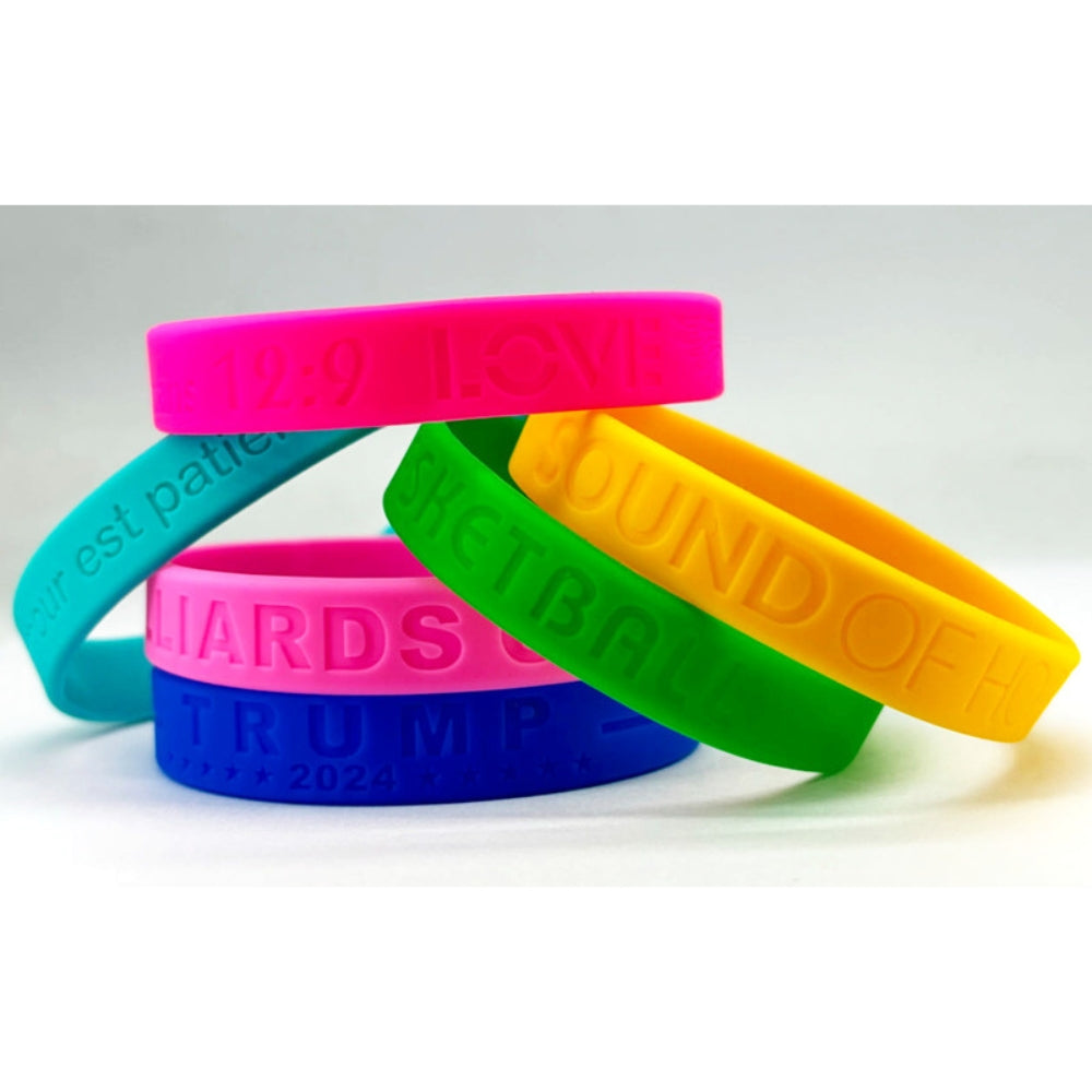 1/2" Debossed Silicone Custom Printed Wristbands