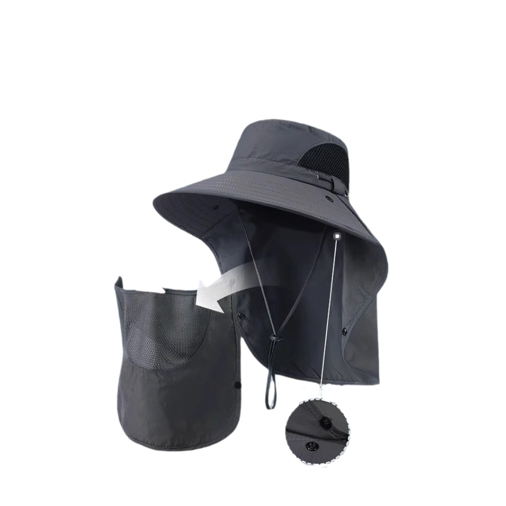 Wide Brim Fishing Hat with Face Cover & Neck Flap